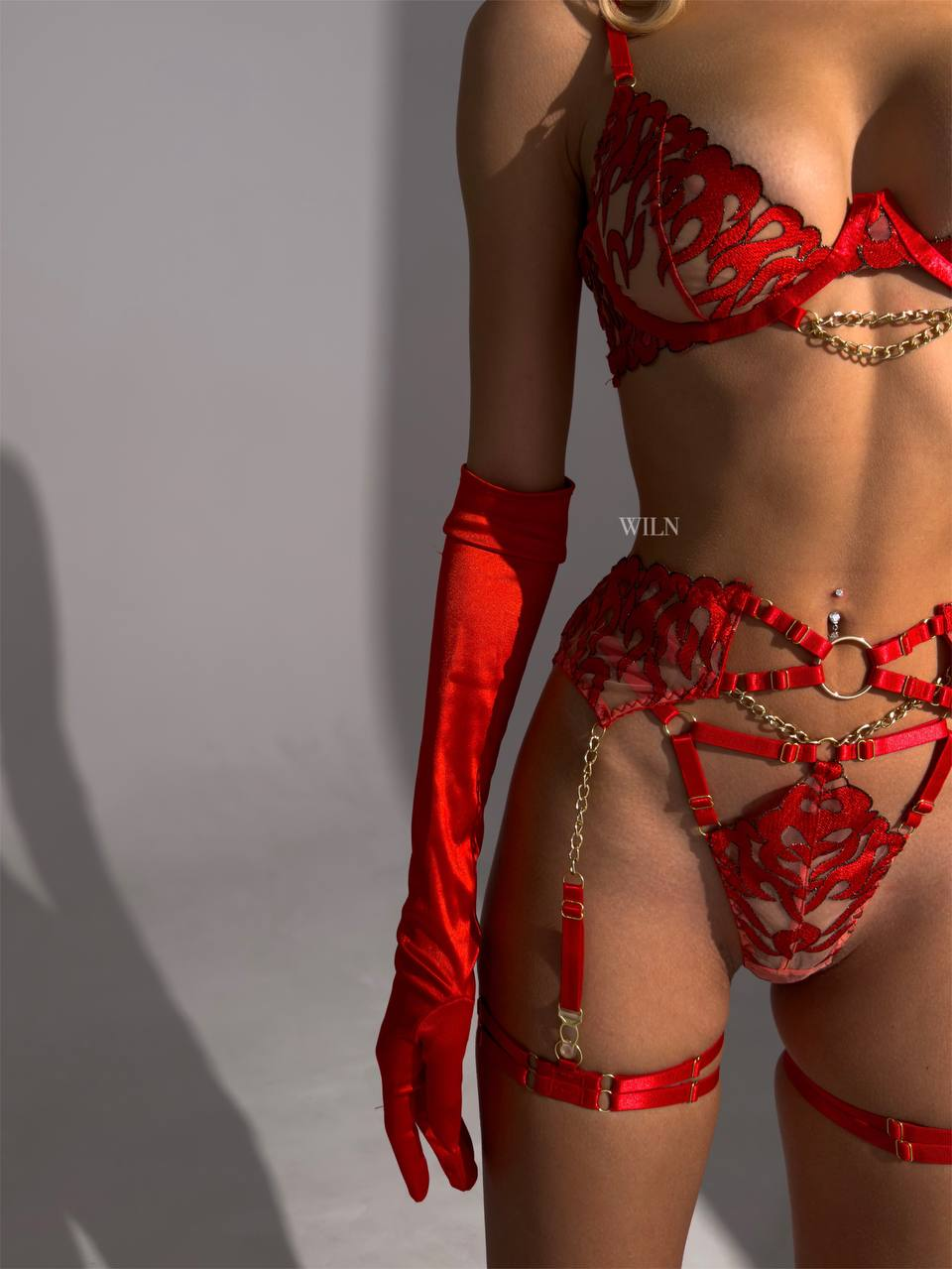 Wiln STEAM - Red 3-Piece Lingerie Set