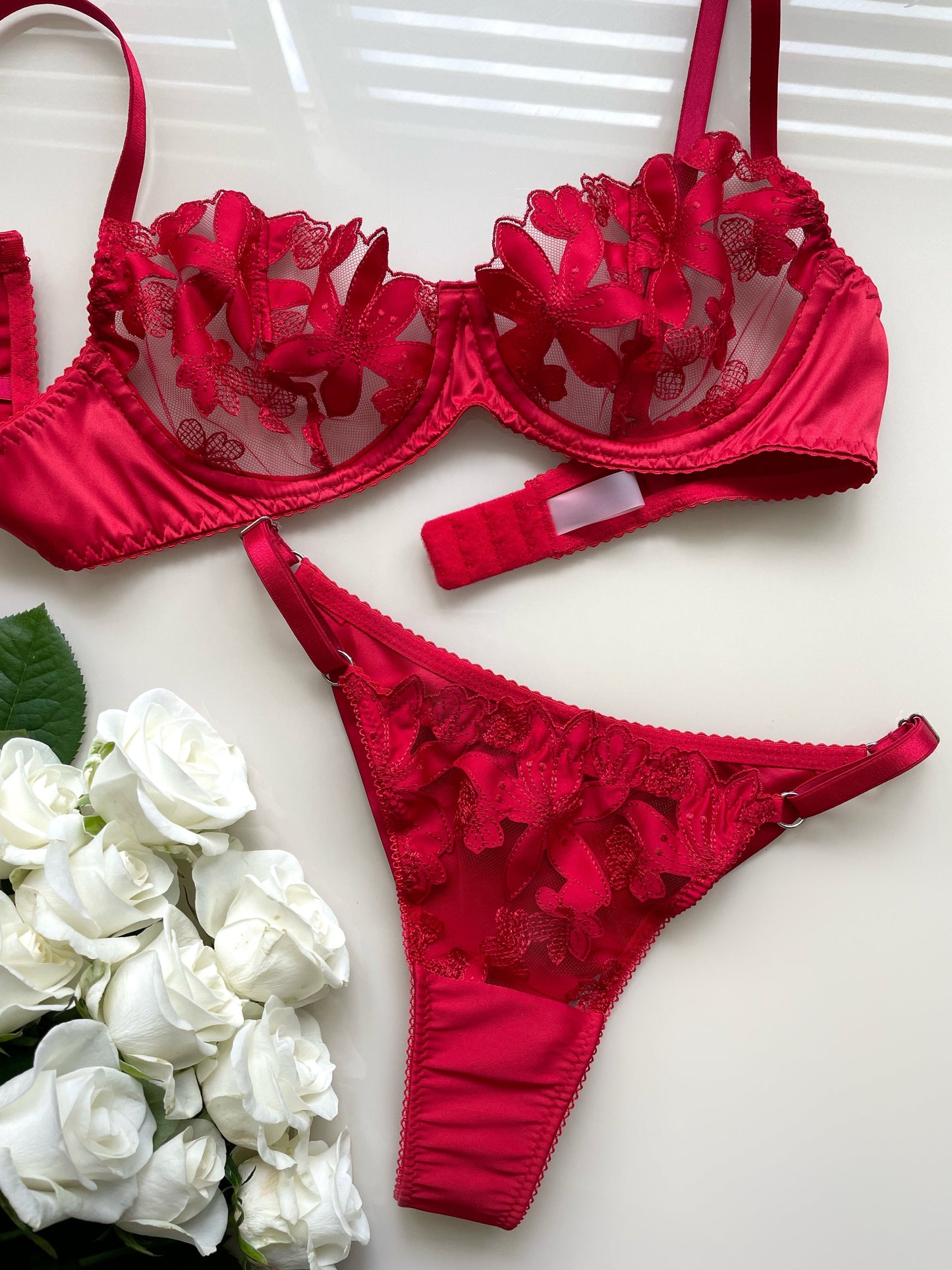 Bloom Red Garter Belt