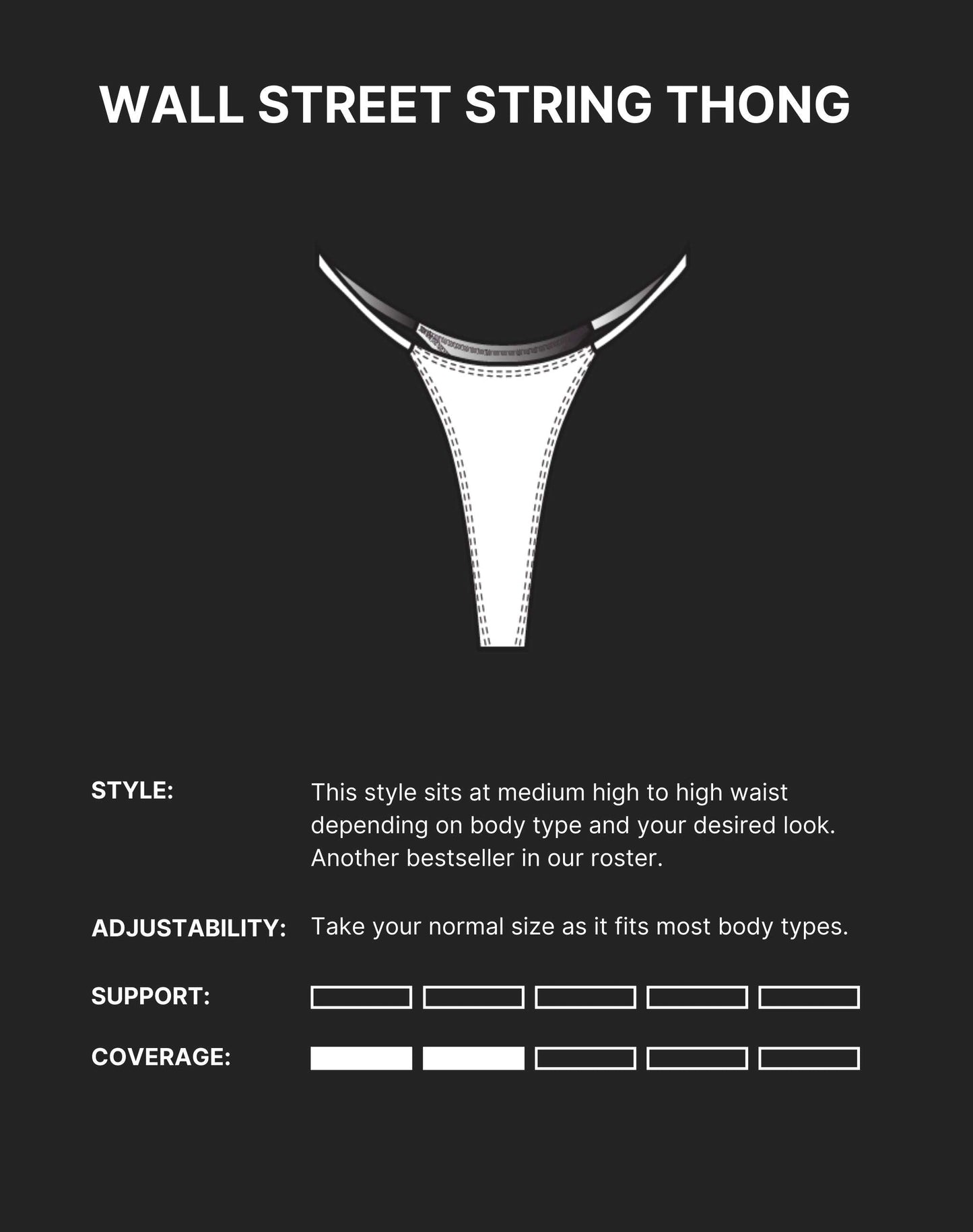 MINIMALE ANIMALE - WALL STREET THONG Bikini Bottom - Dark Seas Black