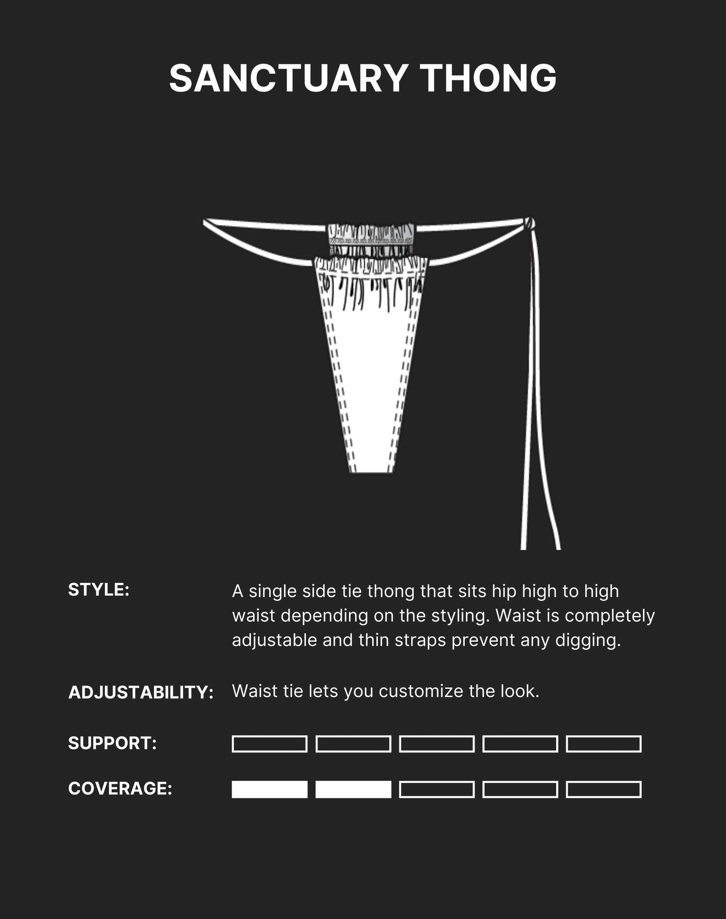 MINIMALE ANIMALE - SANCTUARY TASSEL THONG Bikini Bottom - Dark Seas Black