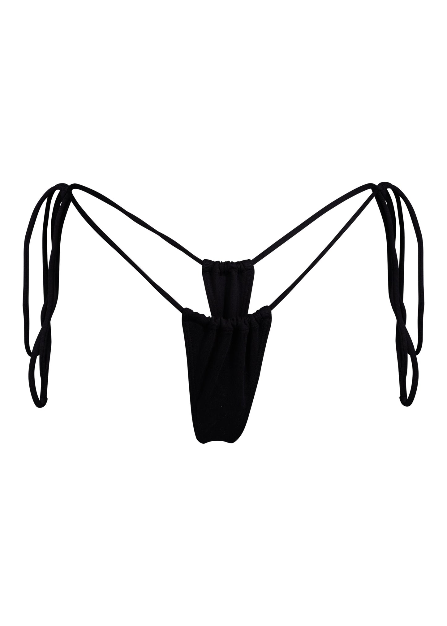 MINIMALE ANIMALE - SANCTUARY TASSEL THONG Bikini Bottom - Dark Seas Black