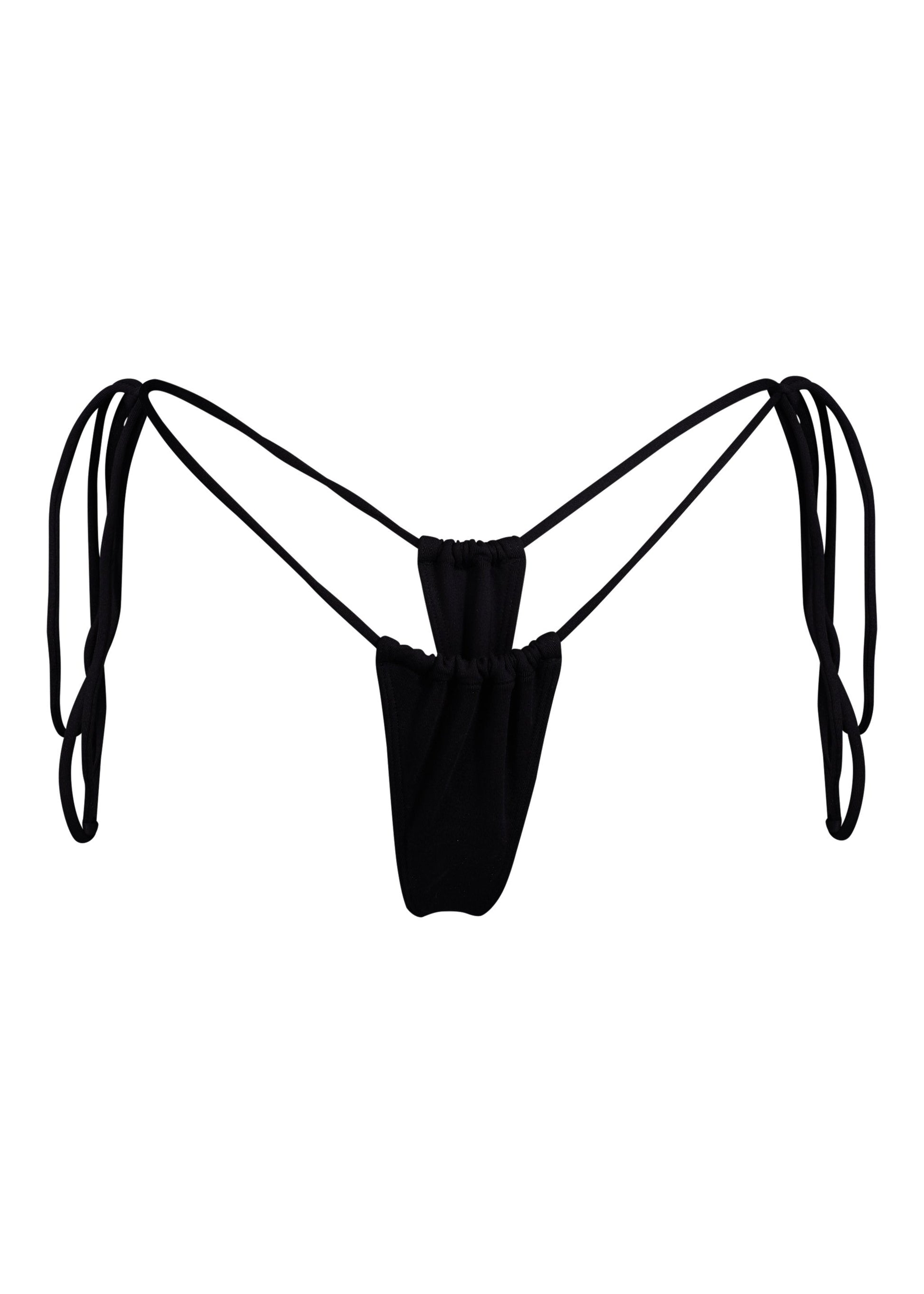 MINIMALE ANIMALE - SANCTUARY TASSEL THONG Bikini Bottom - Dark Seas Black