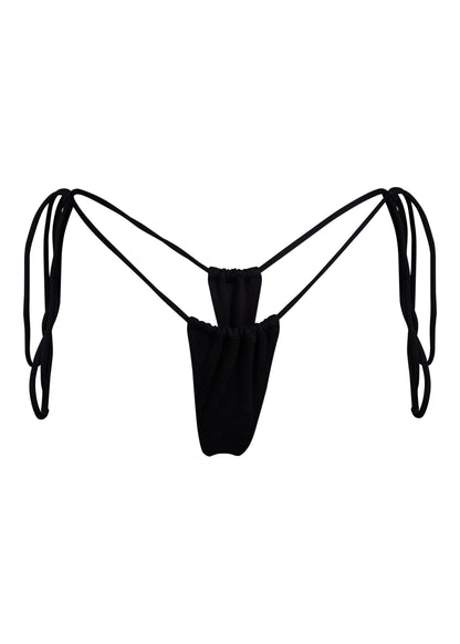 MINIMALE ANIMALE - SANCTUARY TASSEL THONG Bikini Bottom - Dark Seas Black